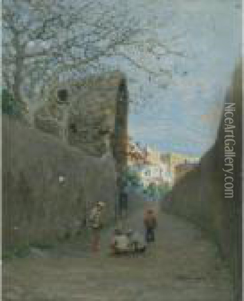 Ruelle A Torre Del Greco, Naples, 1892-1893 Oil Painting - Ivan Pavlovich Pokhitonov