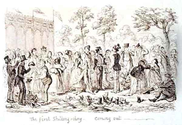 Mayhews Great Exhibition of 1851 The First Shilling Day Coming Out Oil Painting - George Cruikshank I