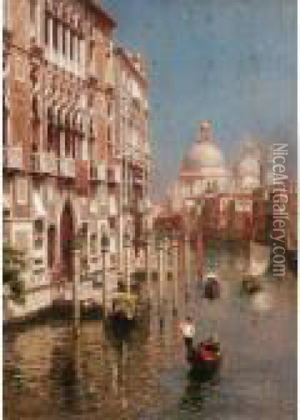 Canal Grande E Salute Oil Painting - Rubens Santoro