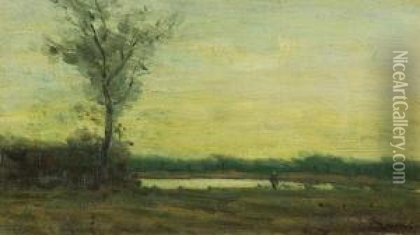 Sunset Landscape Oil Painting - William Baylies