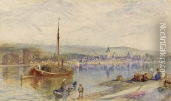 Rudesheim From Bingen, On The Rhine Oil Painting - Alfred William Hunt