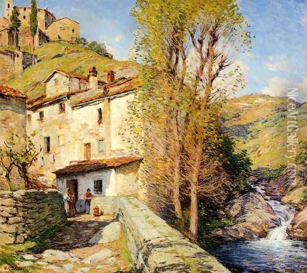 Old Mill, Pelago, Italy Oil Painting - Willard Leroy Metcalf