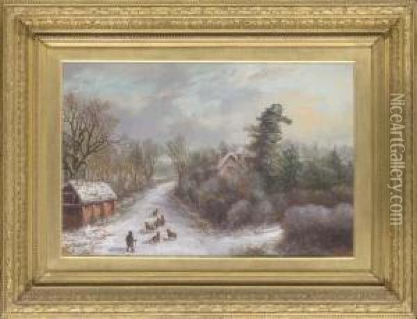 Stoney Lane, Winter Oil Painting - William R. Stone