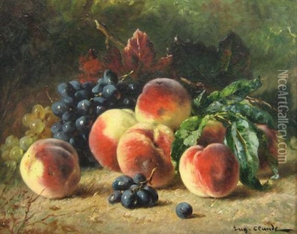 Nature Morte Aux Peches Et Raisins Oil Painting - Eugene Claude