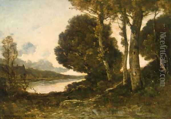 Bords d'un lac Oil Painting - Henri-Joseph Harpignies