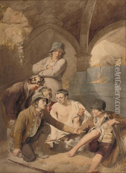 The Gamblers Oil Painting - Thomas Heaphy