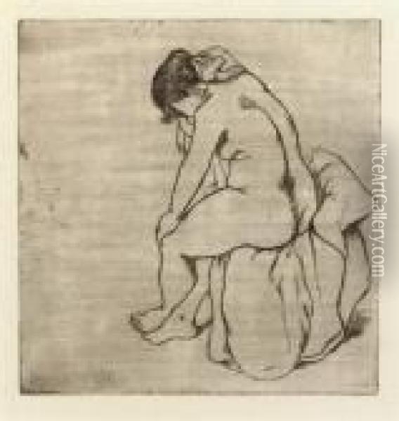 [nude Washing] Oil Painting - Suzanne Valadon