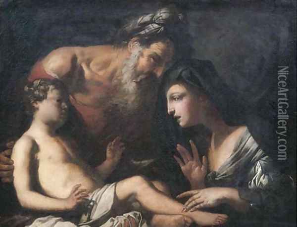 Elijah and the widow of Zarephath Oil Painting - Giovanni Francesco Barbieri