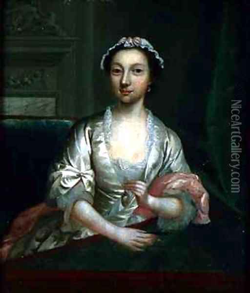 Portrait of Elizabeth Faulkner the artists wife Oil Painting - Arthur Devis
