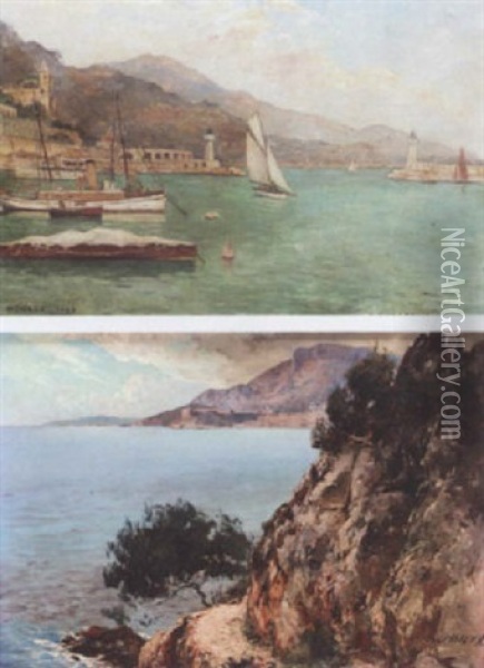 View Of Cap Martin, Monaco Oil Painting - Ernest-Louis Lessieux