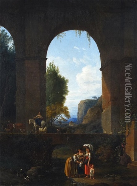 Landscape With Aqueduct Oil Painting - Jean-Baptiste Cazin