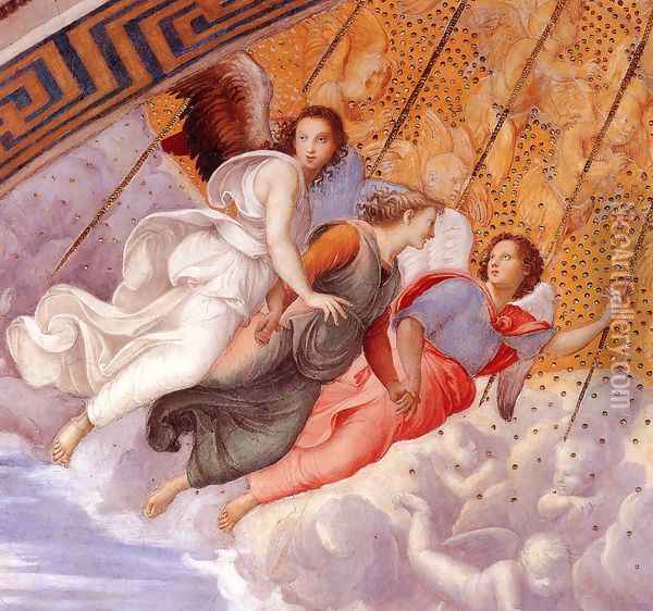 The Stanza della Segnatura Ceiling [detail: 1] Oil Painting - Raphael