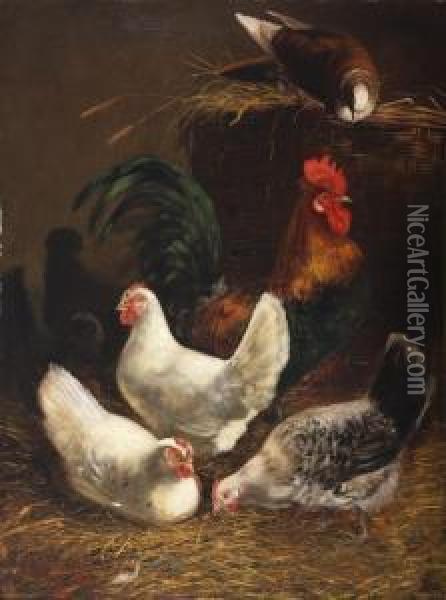 Poultry Oil Painting - Dirk Peter Van Lokhorst
