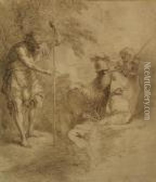 Philosophers Disputing: A 
Capriccio Oil Painting - Benjamin West