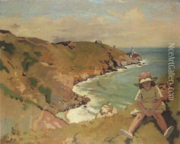 The Edge Of The Cliff, Howth Oil Painting - Sir William Orpen
