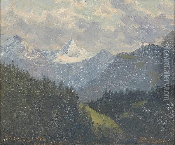 An Alpine Scene Of Berchtesgaden, Germany,1910 Oil Painting - Martin B. Leisser