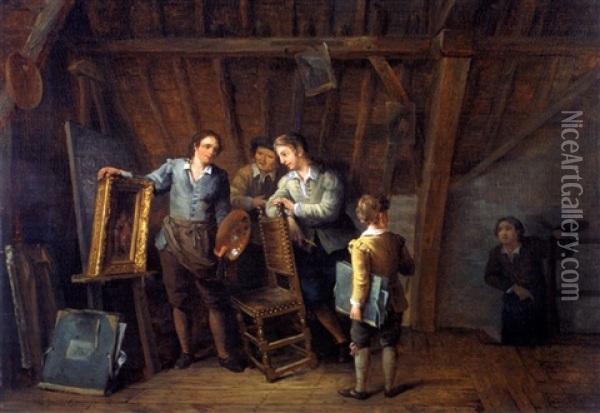 Das Atelier Im Speicher Oil Painting - Willem Pouwelsen
