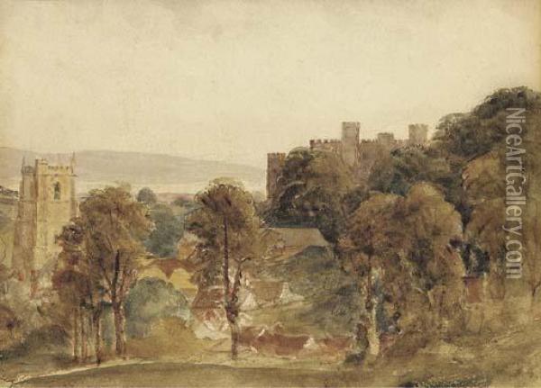 View Of Ludlow Castle Oil Painting - Peter de Wint