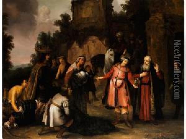 Der Prophet Elisa Weist Naamans Gabenzuruck Oil Painting - Abraham van Dijck