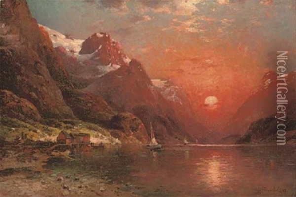 Fjord At Dusk Oil Painting - Ivan Fedorovich Choultse