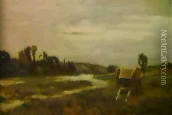 Flusslandschaft Mit Karren Oil Painting - Camille Pissarro
