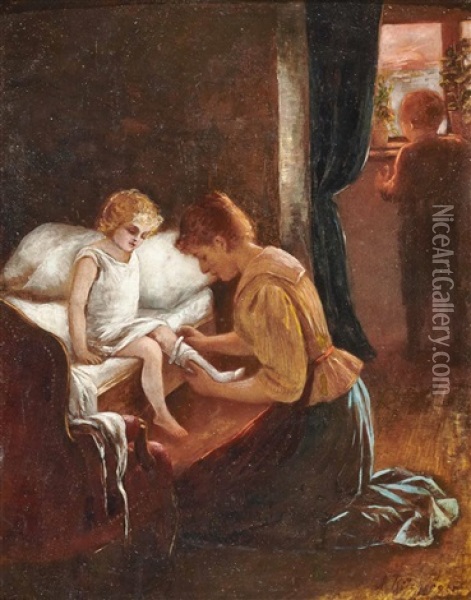 Mutter Mit Kindern Oil Painting - Albert Ritzberger