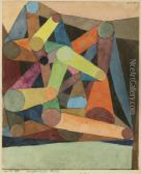 Geoffneter Berg Oil Painting - Paul Klee