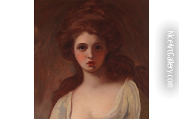 A Portrait Of Lady Emma Hamilton (1765-1815) Oil Painting - George Romney