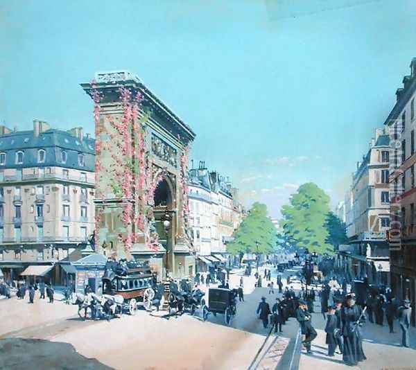 La Porte St. Denis, Paris 1880 Oil Painting - L. Abeissonier