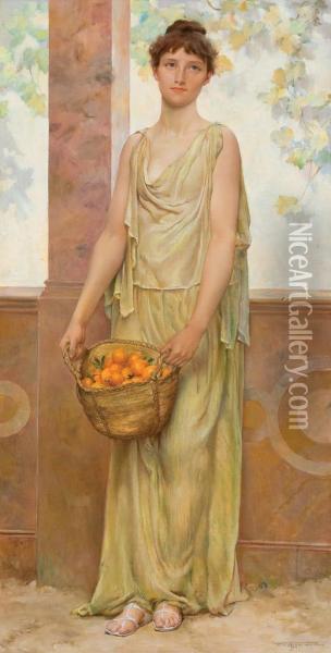 Basket Of Oranges Oil Painting - Will Hicock Low