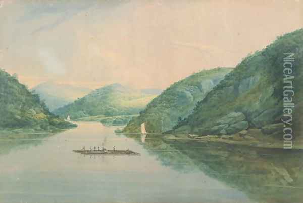 View near Fort Montgomery, New York, 1820 Oil Painting - William Guy Wall