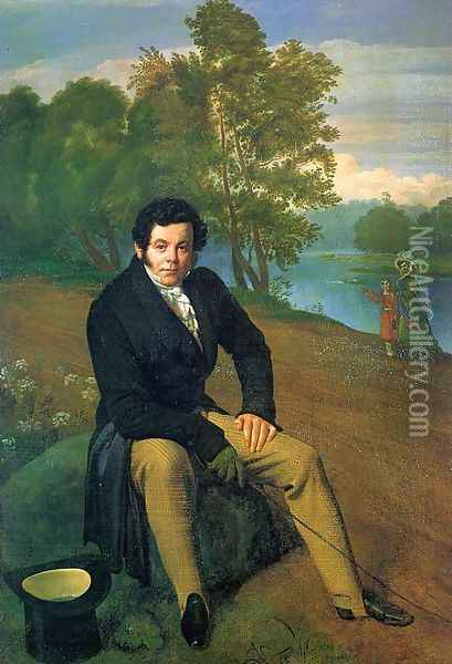 Portrait of Retired Major-General Karl Albrecht 1827 Oil Painting - Orest Kiprensky