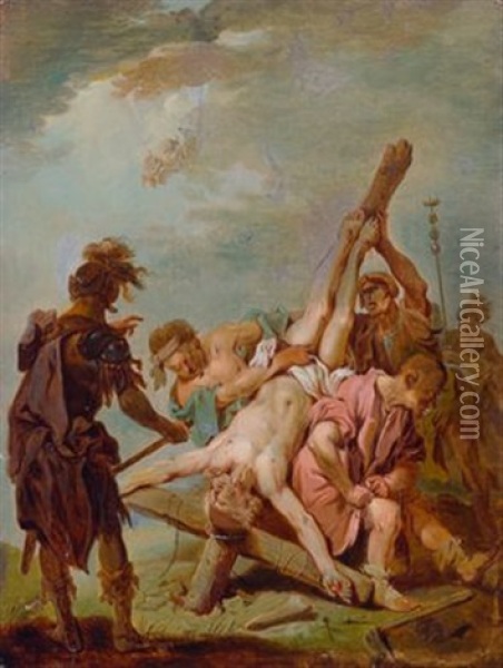 Die Kreuzigung Des Hl. Petrus Oil Painting - Christian (Johann C. Thomas) Winck