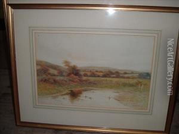 A View Ofa Pond Oil Painting - George Oyston