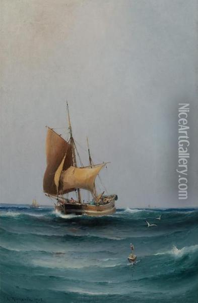 Marina Oil Painting - Otto Ludvig Richarde