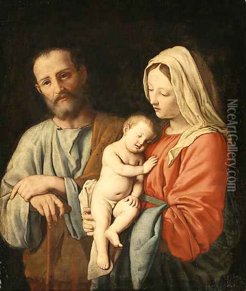 The Holy Family Oil Painting - Giovanni Battista Salvi, Il Sassoferrato