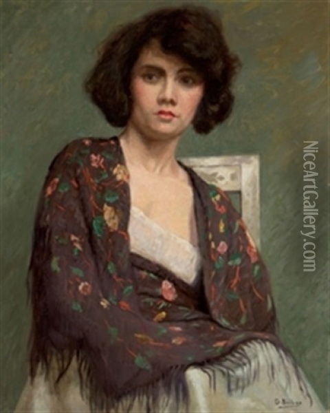 Retrato De Dama Con Manton Oil Painting - Gonzalo Bilbao Martinez