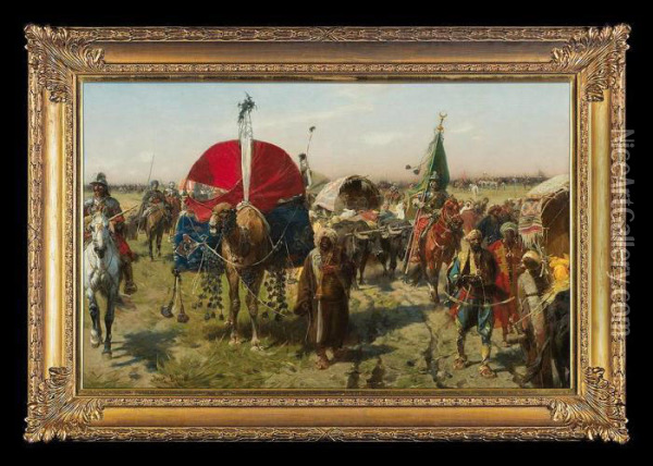 Return With Prey - After Battle At Vienna Oil Painting - Jozef Von Brandt