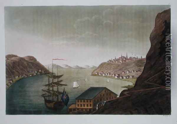 Quebec and the St. Lawrence River, plate 4 from 'Le Costume Ancien et Moderne', Volume 1 Oil Painting - Felice Campi