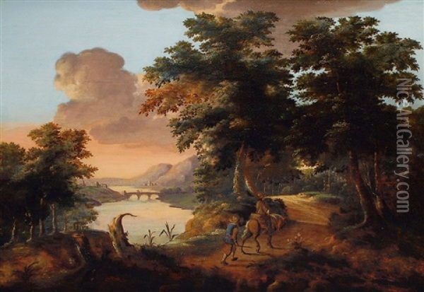 Italianisierende Landschaft Mit Jagern Oil Painting - Willem de Heusch