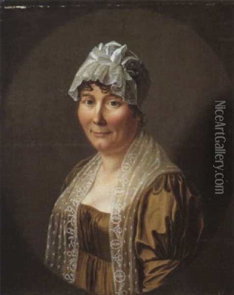 Portrait De Dame En Robe Lie De Vin Oil Painting - Jean-Jacques De Boissieu