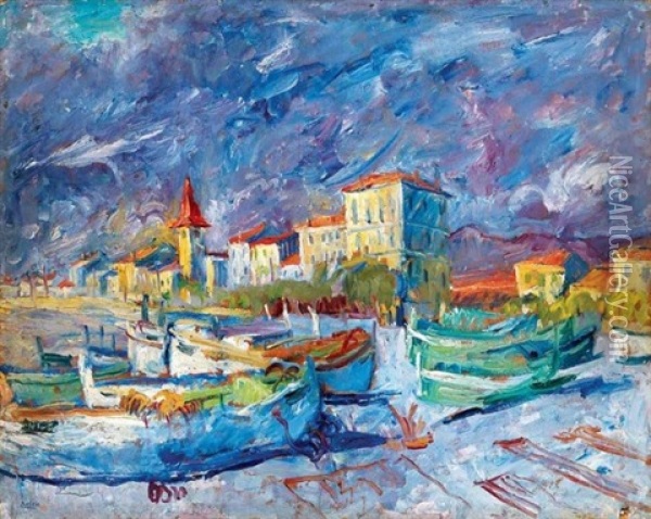 Del-francia Kikoto (port In South France) Oil Painting - Andor Basch