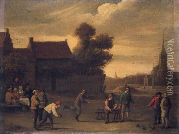 Il Gioco Delle Bocce Oil Painting - David The Younger Teniers