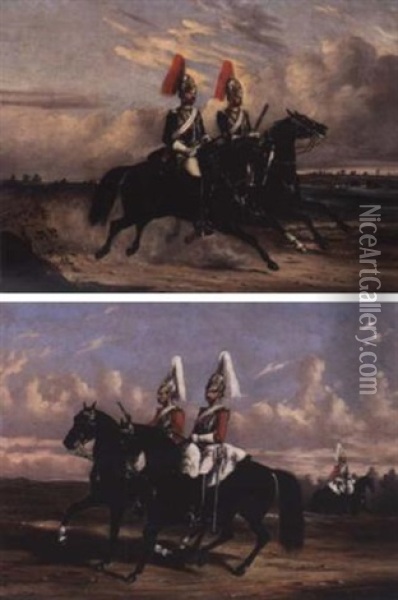 Mounted Cavalry Oil Painting - Alfred F. De Prades