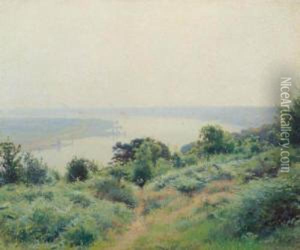 River Landscape Oil Painting - Victor-Jean-Baptiste-Barthelemy Binet