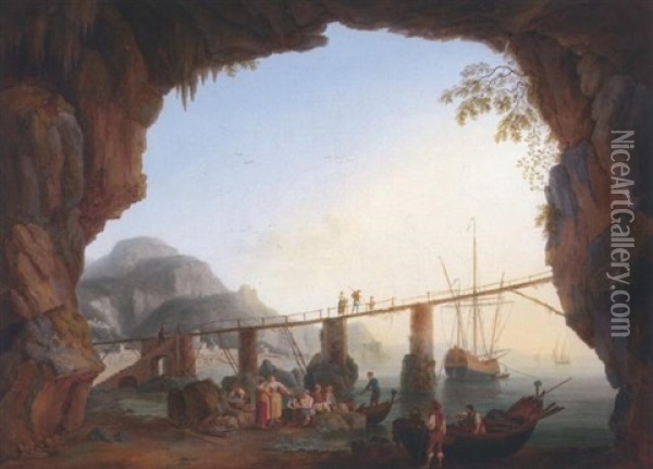 Die Grotte Maiori An Der Kuste Von Amalfi, Neapel Oil Painting - Jacob Philipp Hackert