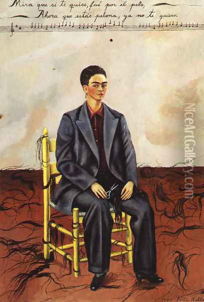 Self Portrait With Cropped Hair 1940 Oil Painting - Frida Kahlo