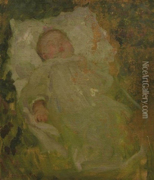 Sleeping Baby Oil Painting - Emanuel Phillips Fox