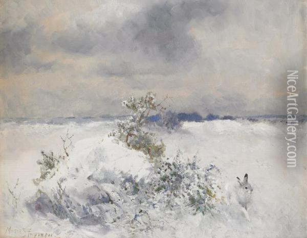 Vinterlandskap Med Hare Oil Painting - Mosse Stoopendaal