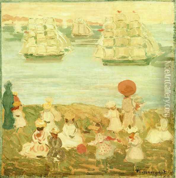 The Pretty Ships Aka As The Ships Go By Oil Painting - Maurice Brazil Prendergast